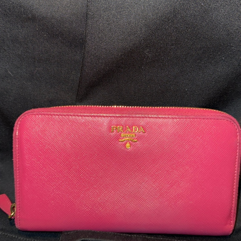 Prada zip around wallet